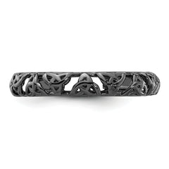 Sterling Silver Stackable Expressions Black-plated Celtic Knot Ring