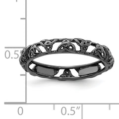 Sterling Silver Stackable Expressions Black-plated Celtic Knot Ring