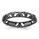 Sterling Silver Stackable Expressions Black-plated Celtic Knot Ring