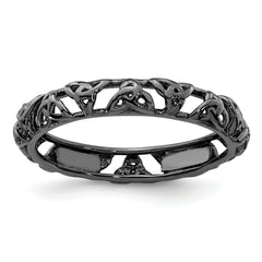 Sterling Silver Stackable Expressions Black-plated Celtic Knot Ring