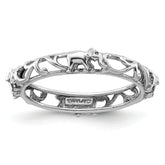 Sterling Silver Stackable Expressions Rhodium-plate Patterned Elephant Ring