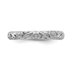 Sterling Silver Stackable Expressions Rhodium Floral Ring