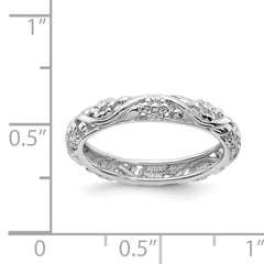 Sterling Silver Stackable Expressions Rhodium Floral Ring