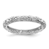 Sterling Silver Stackable Expressions Rhodium Floral Ring