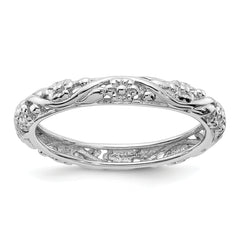 Sterling Silver Stackable Expressions Rhodium Floral Ring