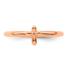 Sterling Silver Stackable Expressions Rose Gold-plated Cross Ring