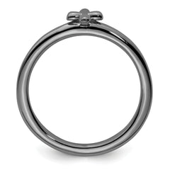 Sterling Silver Stackable Expressions Ruthenium-plated Cross Ring