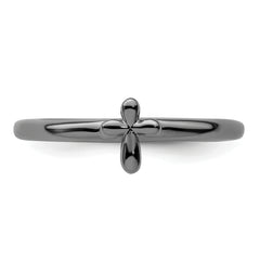 Sterling Silver Stackable Expressions Ruthenium-plated Cross Ring