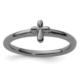 Sterling Silver Stackable Expressions Ruthenium-plated Cross Ring