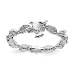 Sterling Silver Stackable Expressions Rhodium-plated Polished Dove Ring