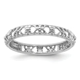 Sterling Silver Stackable Expressions Rhodium-plated Flower/Butterfly Ring