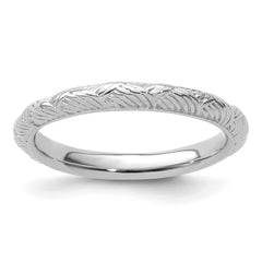 Sterling Silver Stackable Expressions Rhodium-plated Polished Ring