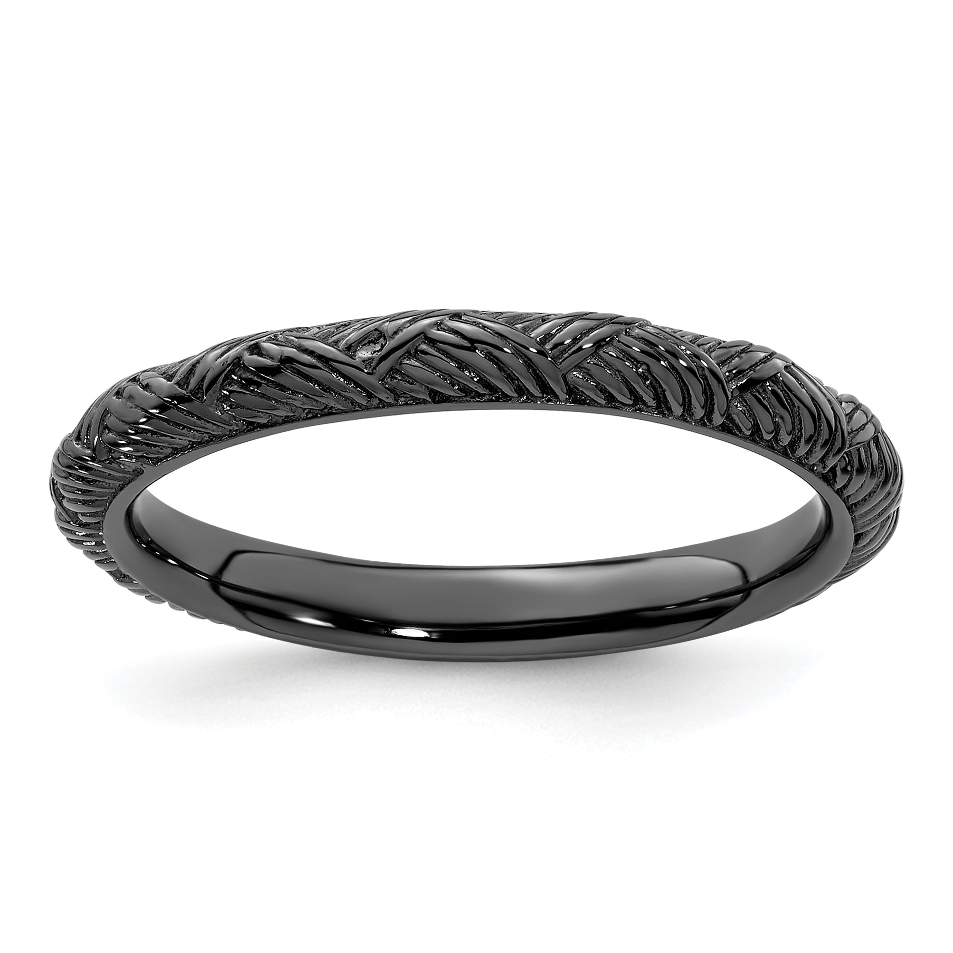 Sterling Silver Stackable Expressions Ruthenium Polished Ring