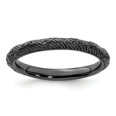 Sterling Silver Stackable Expressions Ruthenium Polished Ring