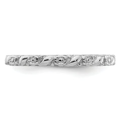 Sterling Silver Stackable Expressions Rhodium-plated Polished Flower Ring