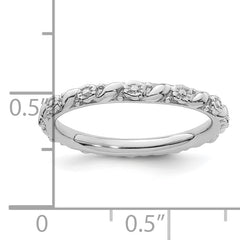 Sterling Silver Stackable Expressions Rhodium-plated Polished Flower Ring
