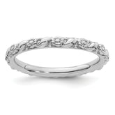 Sterling Silver Stackable Expressions Rhodium-plated Polished Flower Ring
