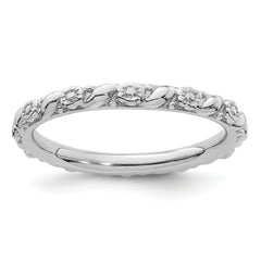 Sterling Silver Stackable Expressions Rhodium-plated Polished Flower Ring