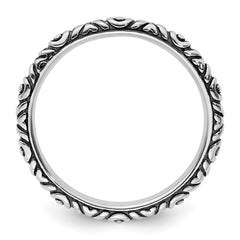 Sterling Silver Stackable Expressions Antiqued Polished Ring