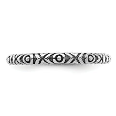 Sterling Silver Stackable Expressions Antiqued Polished Ring
