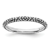 Sterling Silver Stackable Expressions Antiqued Polished Ring