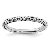 Sterling Silver Stackable Expressions Antiqued Patterned Ring