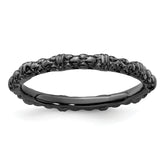 Sterling Silver Stackable Expressions Black-plated Cable Ring