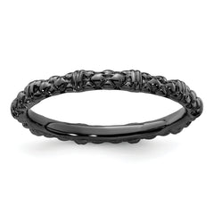 Sterling Silver Stackable Expressions Black-plated Cable Ring