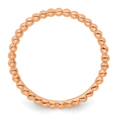 Sterling Silver Stackable Expressions Pink-plated Beaded Ring