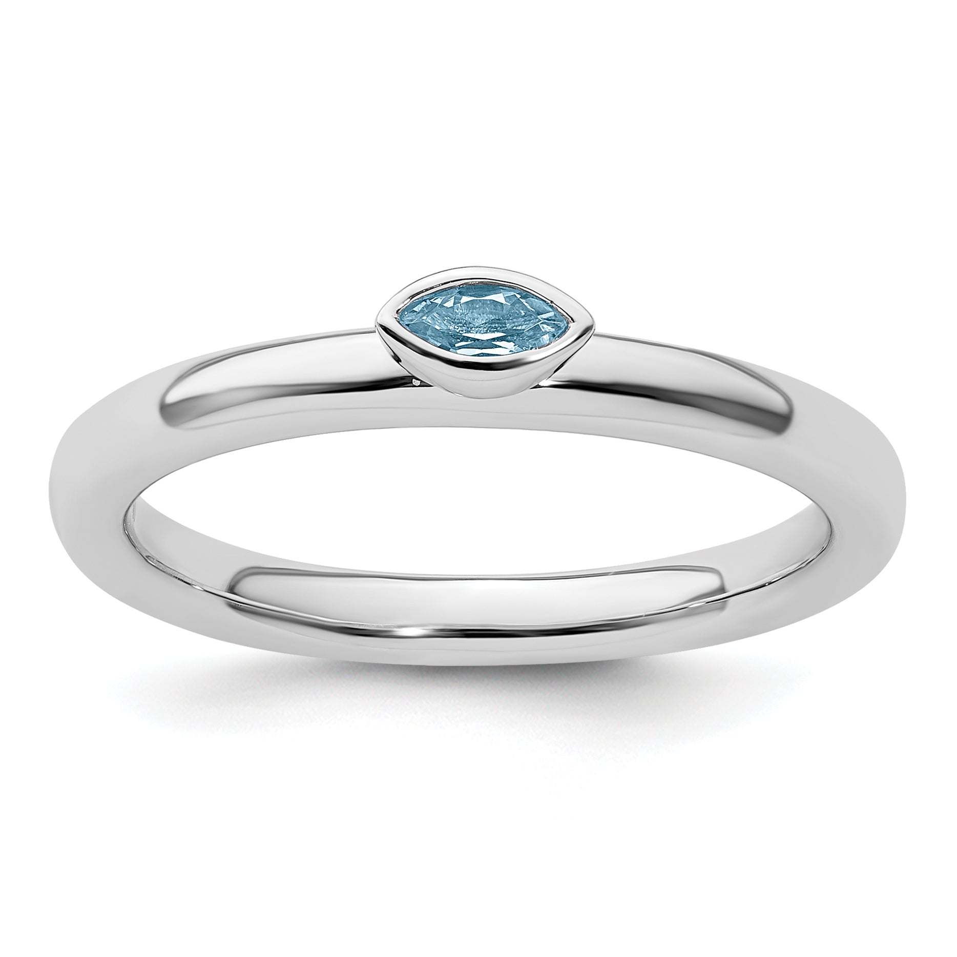 Sterling Silver Stackable Expressions Aquamarine Ring