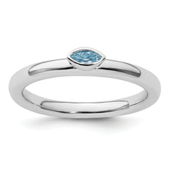 Sterling Silver Stackable Expressions Aquamarine Ring