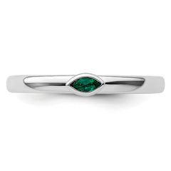 Sterling Silver Stackable Expressions Created Emerald Ring