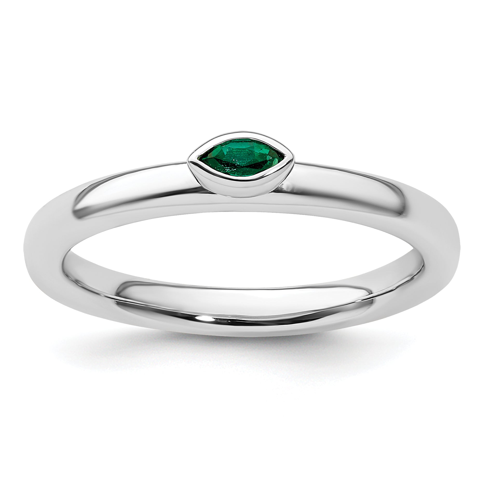 Sterling Silver Stackable Expressions Created Emerald Marquise Ring Sterling Silver Stackable Expressions Created Emerald Marquise Ring