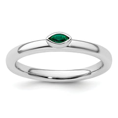 Sterling Silver Stackable Expressions Created Emerald Ring