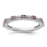 Sterling Silver Stackable Expressions Amethyst & Diamond Ring