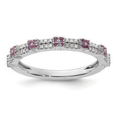 Sterling Silver Stackable Expressions Amethyst & Diamond Ring