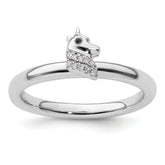 Sterling Silver Stackable Expressions Unicorn Diamond Ring