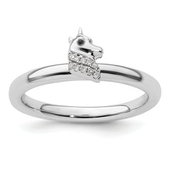 Sterling Silver Stackable Expressions Unicorn Diamond Ring