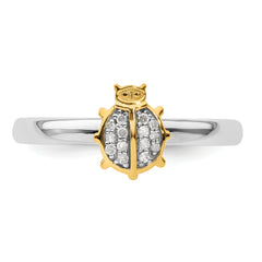 Sterling Silver Stackable Expressions Gold-Plated Ladybug Dia. Ring