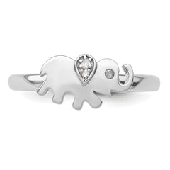 Sterling Silver Stackable Expressions Elephant Diamond Ring