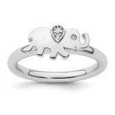 Sterling Silver Stackable Expressions Elephant Diamond Ring
