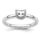Sterling Silver Stackable Expressions Cat Diamond Ring