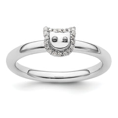 Sterling Silver Stackable Expressions Cat Diamond Ring