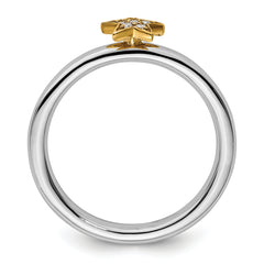 Sterling Silver Stackable Expression Gold-Plated Dia. Star Ring