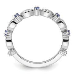 Sterling Silver Stackable Expressions Created Sapphire Diamond Ring