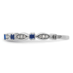 Sterling Silver Stackable Expressions Created Sapphire Diamond Ring