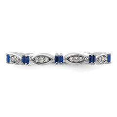 Sterling Silver Stackable Expressions Created Sapphire Diamond Ring