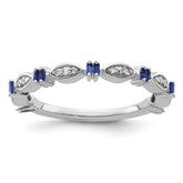 Sterling Silver Stackable Expressions Created Sapphire Diamond Ring