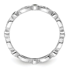 Sterling Silver Stackable Expressions Created Emerald Diamond Ring