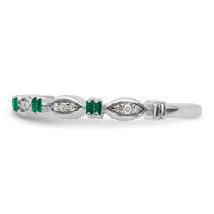 Sterling Silver Stackable Expressions Created Emerald Diamond Ring